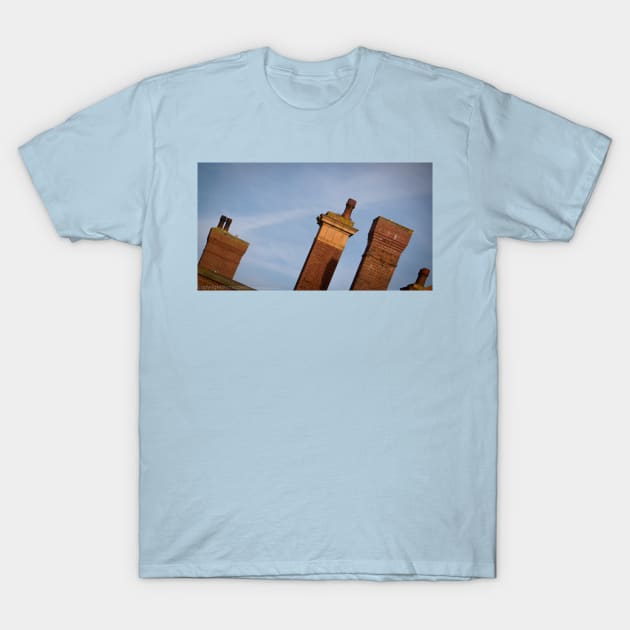 Chimneys of Kettering Station in colour from Kettrin'Kollection T-Shirt by bywhacky